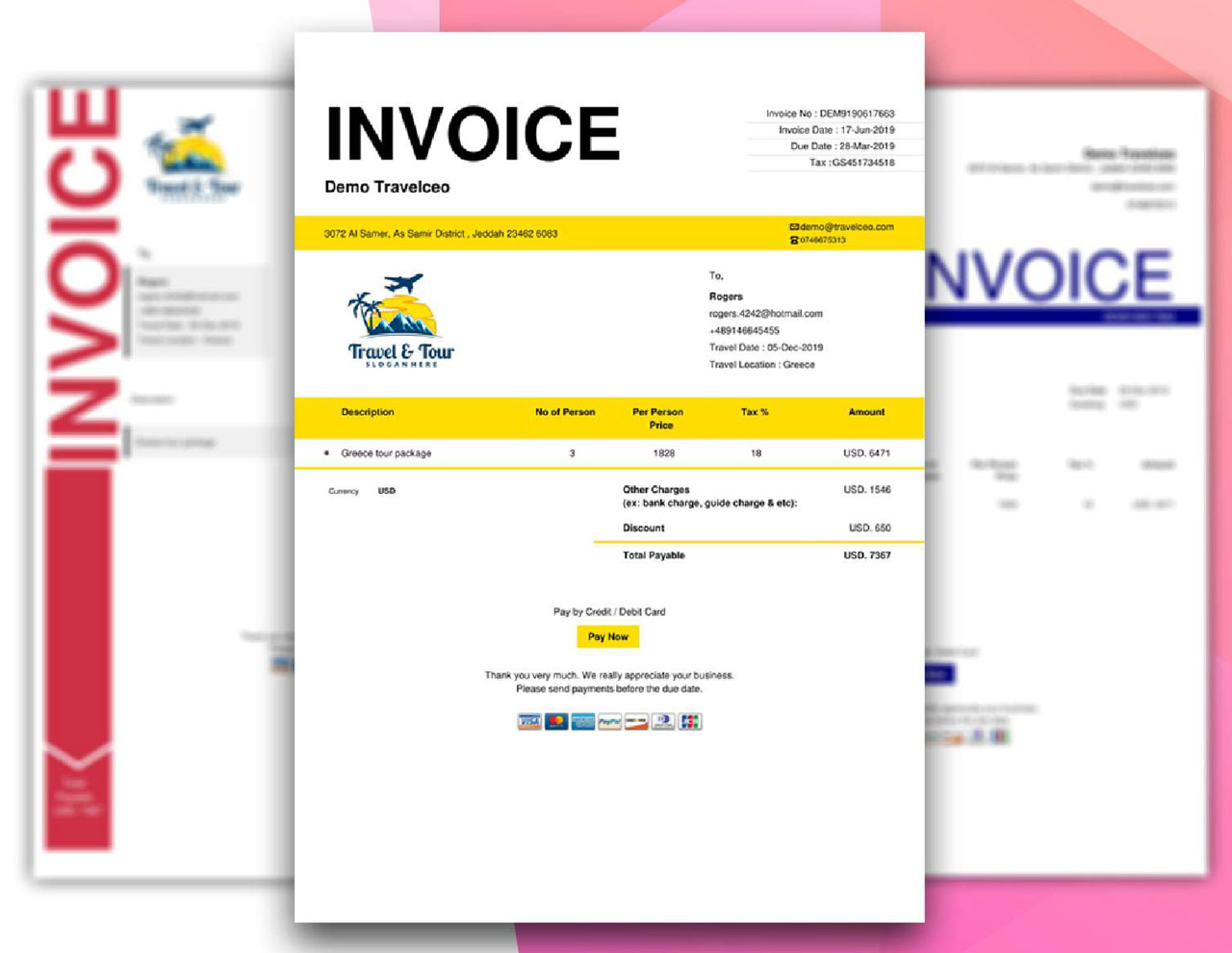 travel agency receipt template